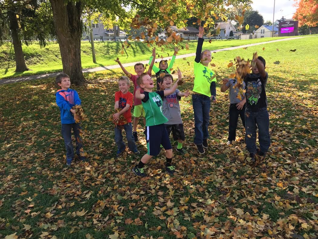 First Graders Enjoying Fall